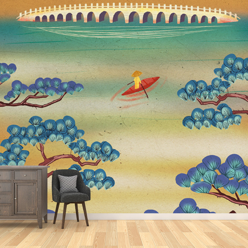 Chinoiserie Goat Patterned Mural for Bedroom Personalized Wall Decoration in Brown