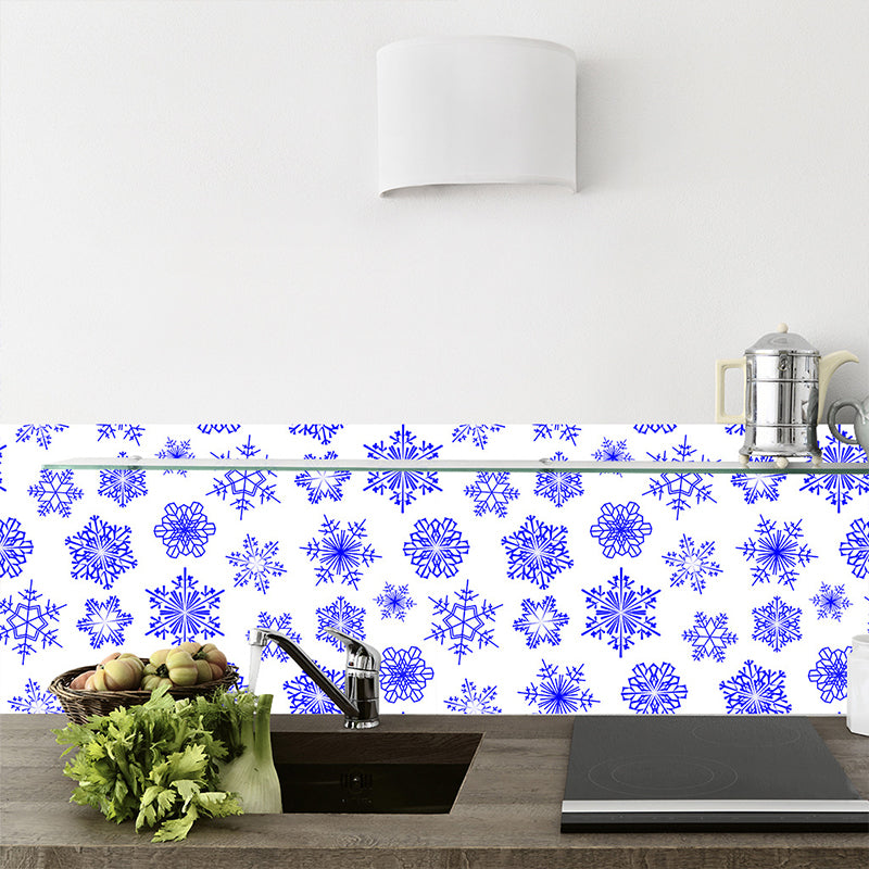 Self Sticking Snowflake Wallpaper Panels 18 Pcs Contemporary PVC Wall Art, 8' L x 8" W
