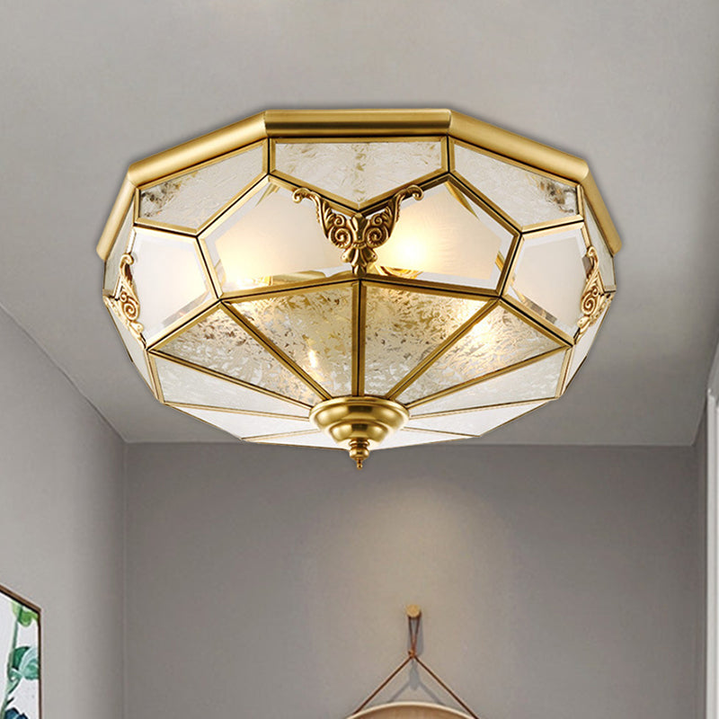 Crema Vetro Brass Flush Light Fixture Domed 3/4 Bulbi Farmhouse Soffitto Montato Lighting, 14 "/18" Wide