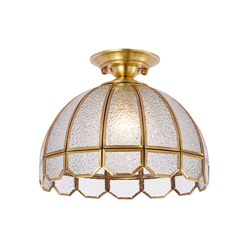 Messing Single Lampe Halbflush Antiquled Ripple Glassrusrost