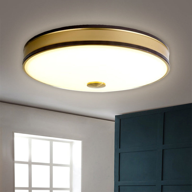 Iluminación empotrada de techo redonda de vidrio blanco para almacén LED para dormitorio en negro/dorado, 12"/19"/15,5" de ancho
