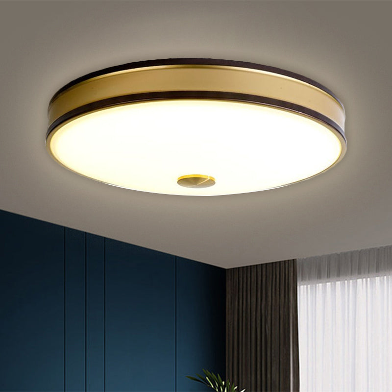 Iluminación empotrada de techo redonda de vidrio blanco para almacén LED para dormitorio en negro/dorado, 12"/19"/15,5" de ancho