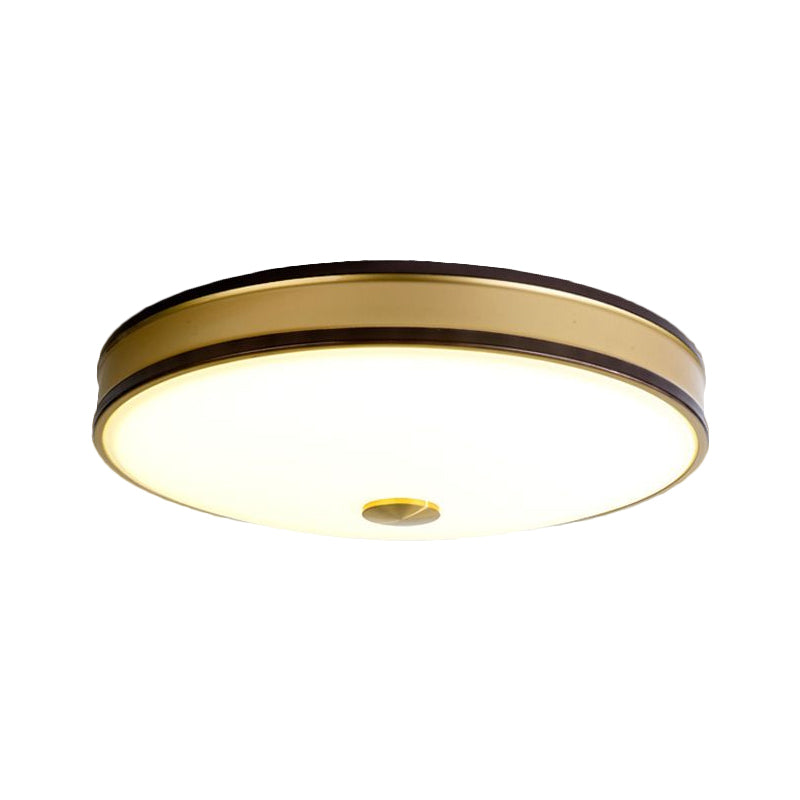 Iluminación empotrada de techo redonda de vidrio blanco para almacén LED para dormitorio en negro/dorado, 12"/19"/15,5" de ancho