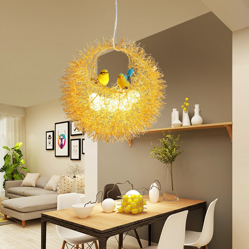Art déco Nest Metal Chandelier Éclairage 2 lumières Plafon