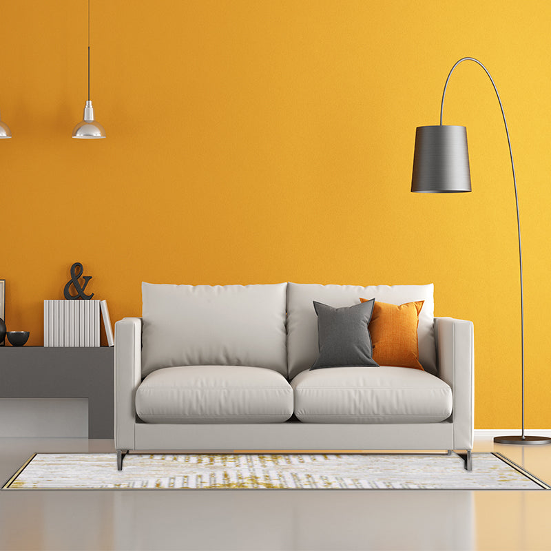 Modern Living Room Rug in Black and White Abstract Stripe Cross Pattern Rug Polyester Washable Carpet