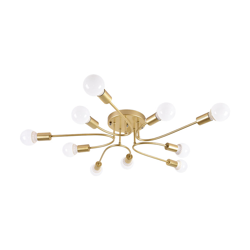 Starburst Semi Flush Mount Lighting Nordic Metal 6/8/10 Lichter Weiß/Gold/Schwarz Deckeneinbauleuchte für Schlafzimmer