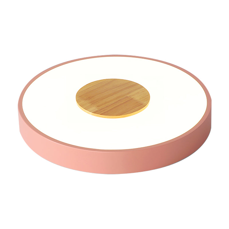 Rosa/Blau/Grün Runde Unterputz Deckenleuchte Nordic Metall Integrierte LED Deckenbefestigung für Schlafzimmer, 12"/16"/19.5" Dia