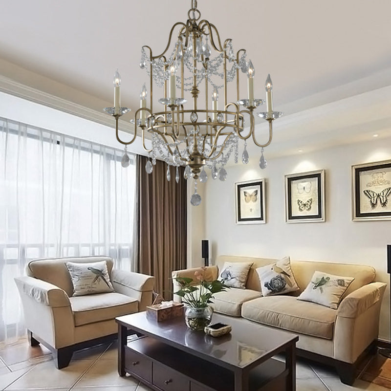 4/6 Köpfe Metallic Pendelleuchte Leuchte Moderne Messing -Oberkalkerleuchter mit Kristallperle