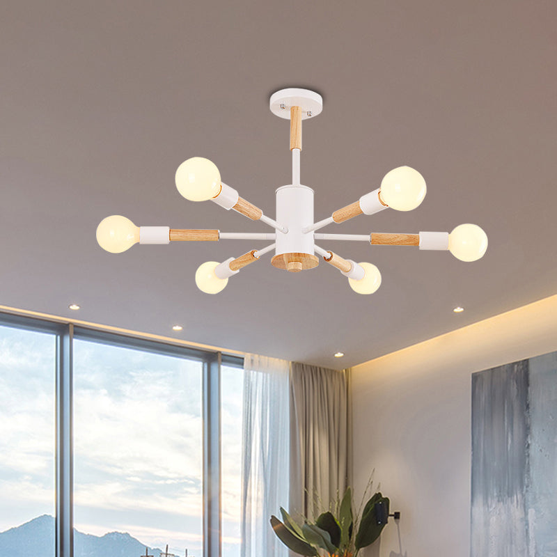 Black/Green/Grey/White Sky Bang Pendant Lighting Nordic Style Wooden Chandelier for Living Room Foyer