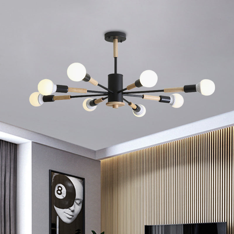 Schwarz/grün/grau/weißer Himmel Bang Anhänger Beleuchtung Nordischer Holzkronleuchter für Wohnzimmer Foyer