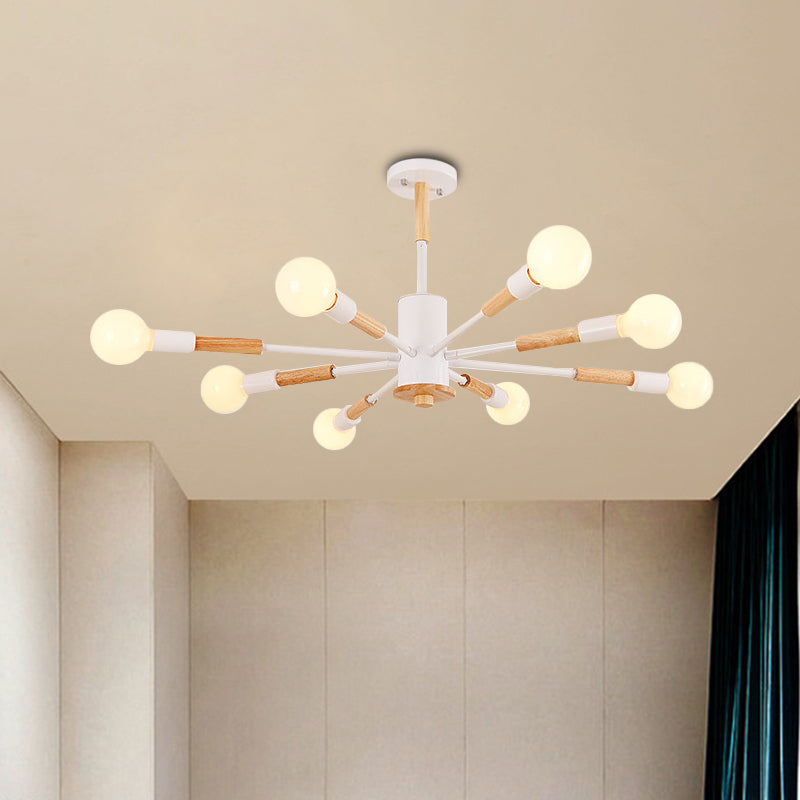 Black/Green/Grey/White Sky Bang Pendant Lighting Nordic Style Wooden Chandelier for Living Room Foyer