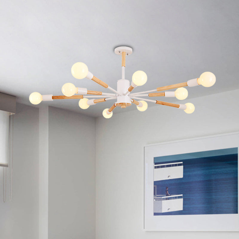 Black/Green/Grey/White Sky Bang Pendant Lighting Nordic Style Wooden Chandelier for Living Room Foyer