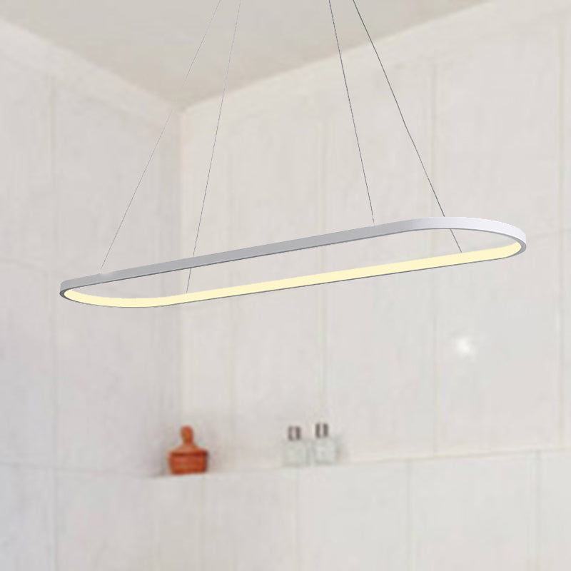Simplicità del ciondolo a goccia ovale acrilica 27 "/35.5"/47 "Luce a traffico a trazione in bianco/nero a LED sul tavolo in tavola calda/bianca/telecomandata