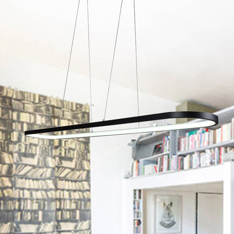 Simplicità del ciondolo a goccia ovale acrilica 27 "/35.5"/47 "Luce a traffico a trazione in bianco/nero a LED sul tavolo in tavola calda/bianca/telecomandata