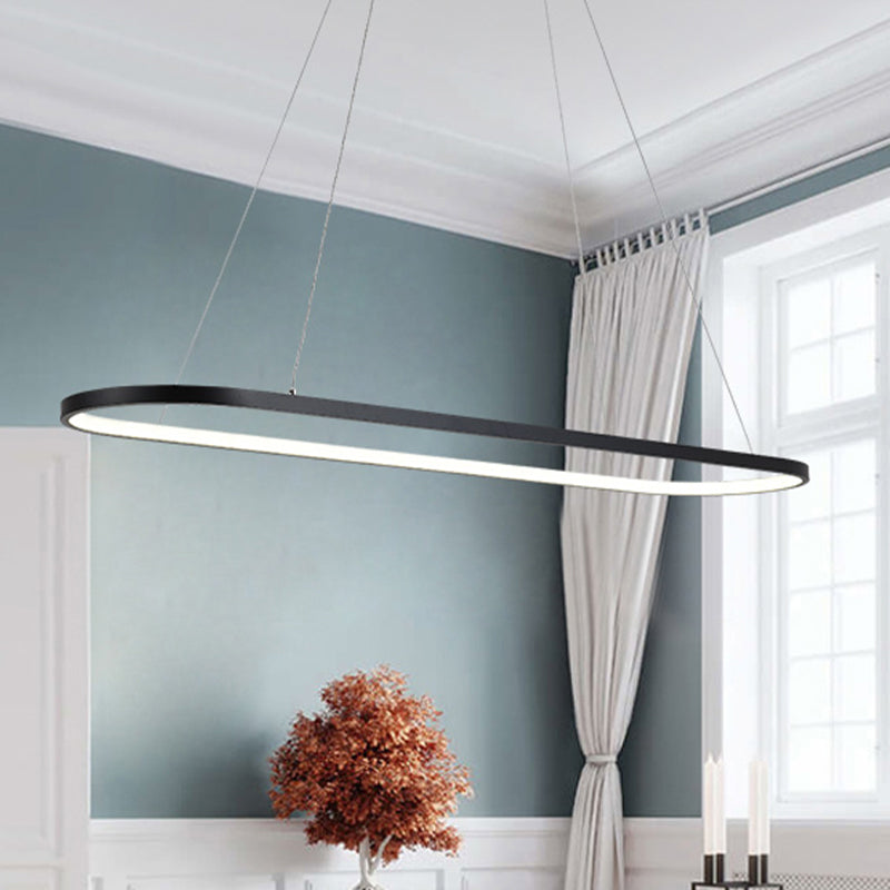 Simplicità del ciondolo a goccia ovale acrilica 27 "/35.5"/47 "Luce a traffico a trazione in bianco/nero a LED sul tavolo in tavola calda/bianca/telecomandata