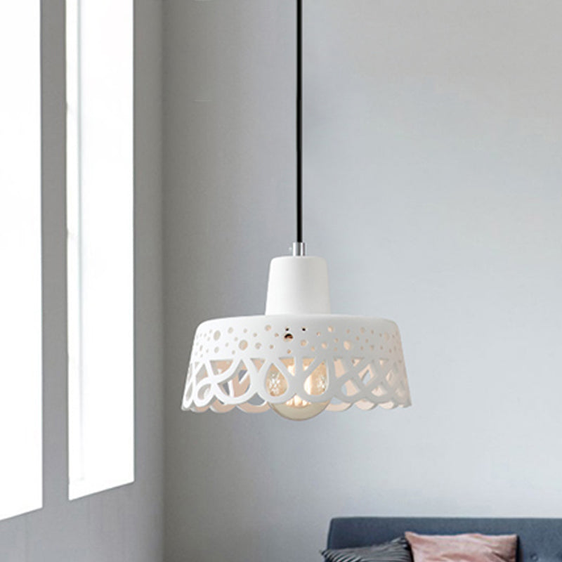 Iluminación colgante grabada en hormigón de estilo nórdico 1 luz colgante de gris claro/blanco/amarillo con tono geométrico/campana/acampanado
