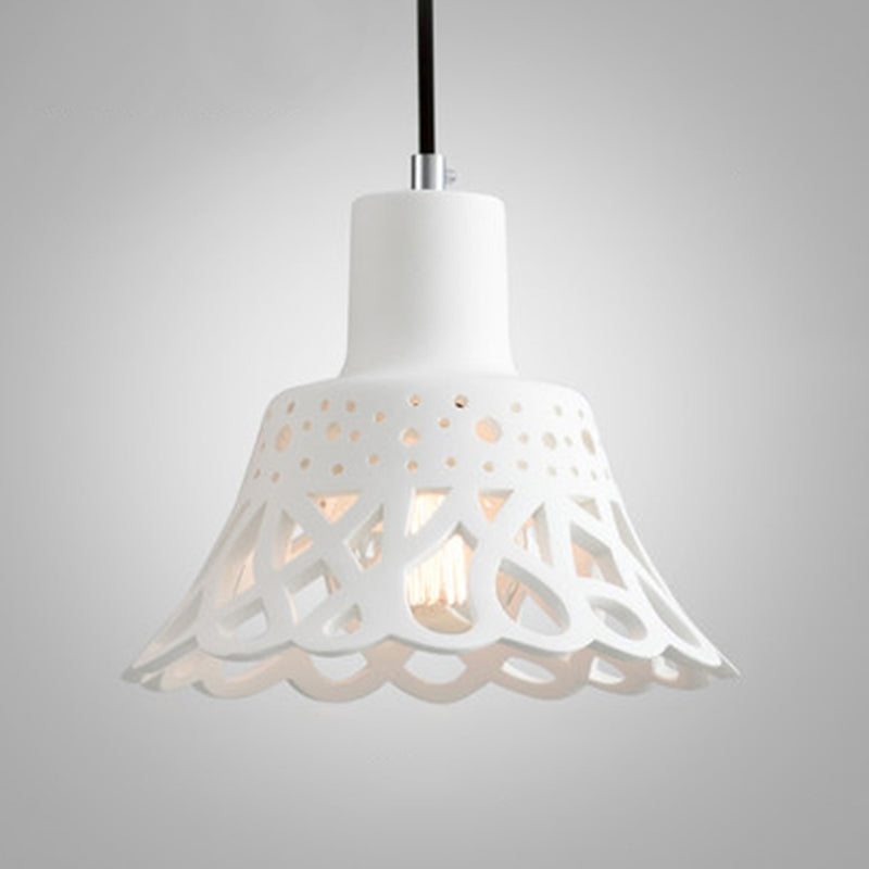 Iluminación colgante grabada en hormigón de estilo nórdico 1 luz colgante de gris claro/blanco/amarillo con tono geométrico/campana/acampanado