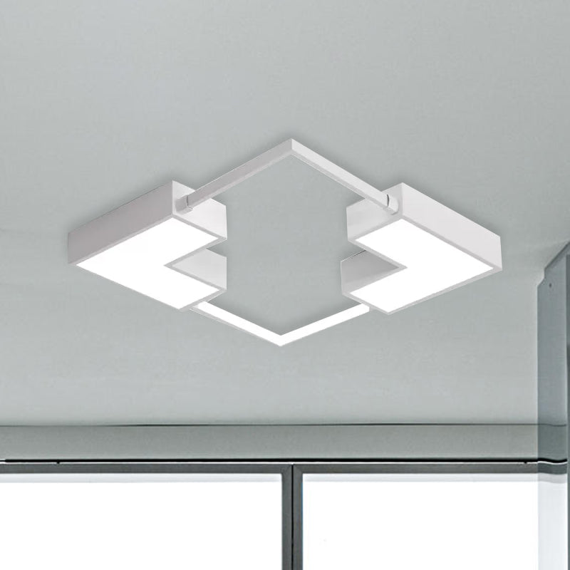 Square Flush Mount Light Simple Acrylic LED Black/White Ceiling Hung Fixture in Warm/White Light, 16"/19.5"/23.5" Wide