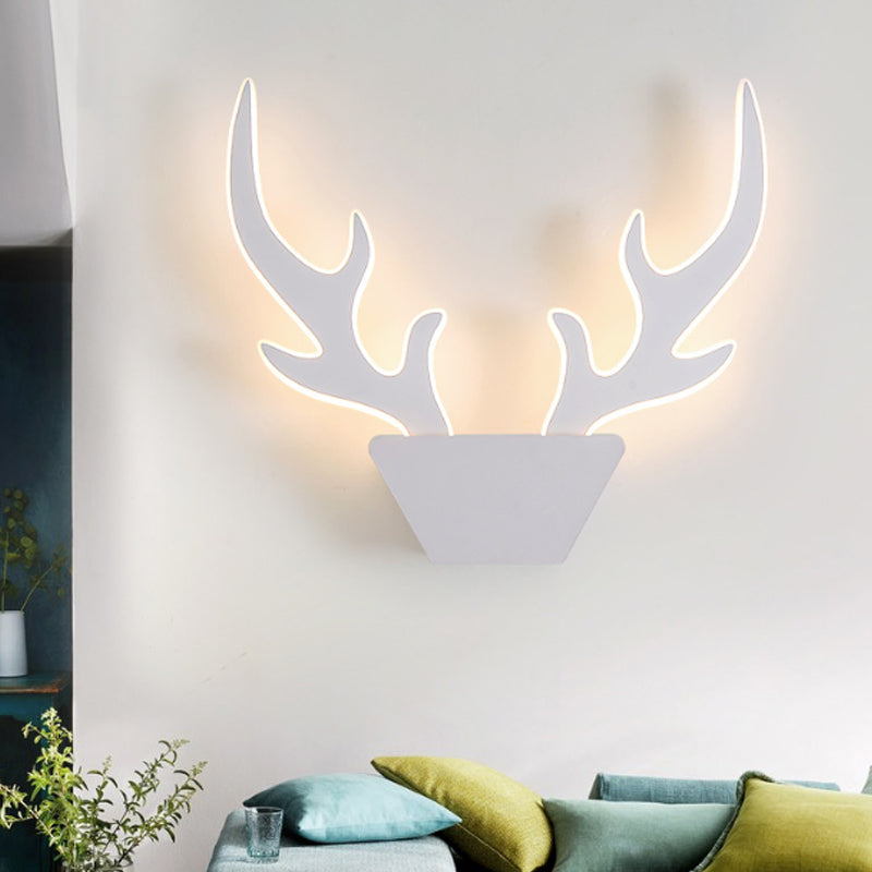 Antlers Acrylic Sconce Light Fixture Art Deco LED White/Black Wall Mounted Lamp in Warm/White Light