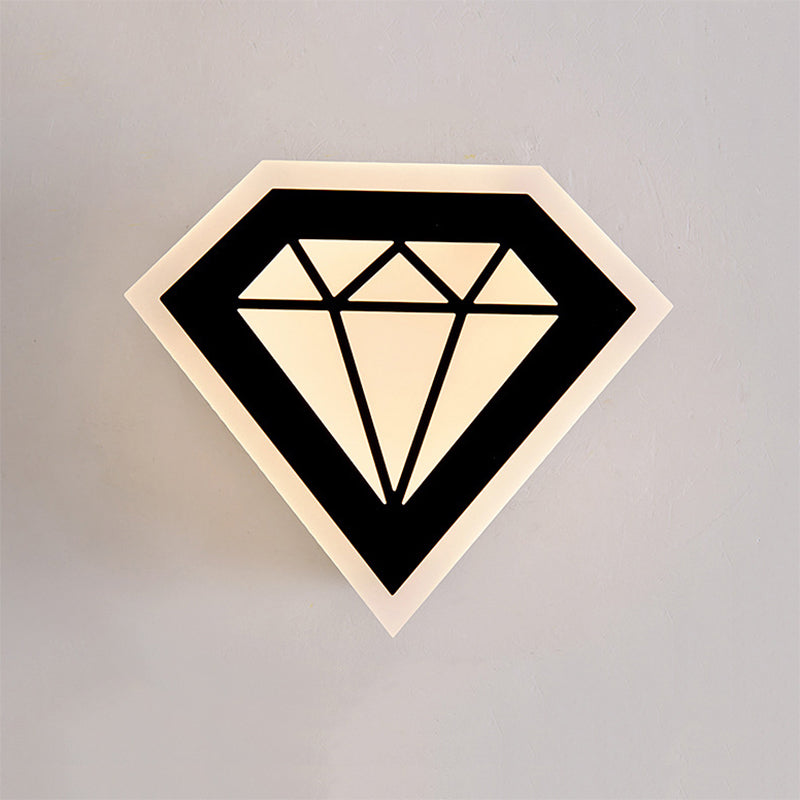 Acrylic Diamond Bedside Wall Lamp Contemporary LED Black/White Sconce Light Fixture in Warm/White Light