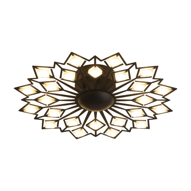 Floral Flush Mount Lampe Contemporain Metal Black / White LED CHAMBRE PLAFIER MONTÉ MONTÉ