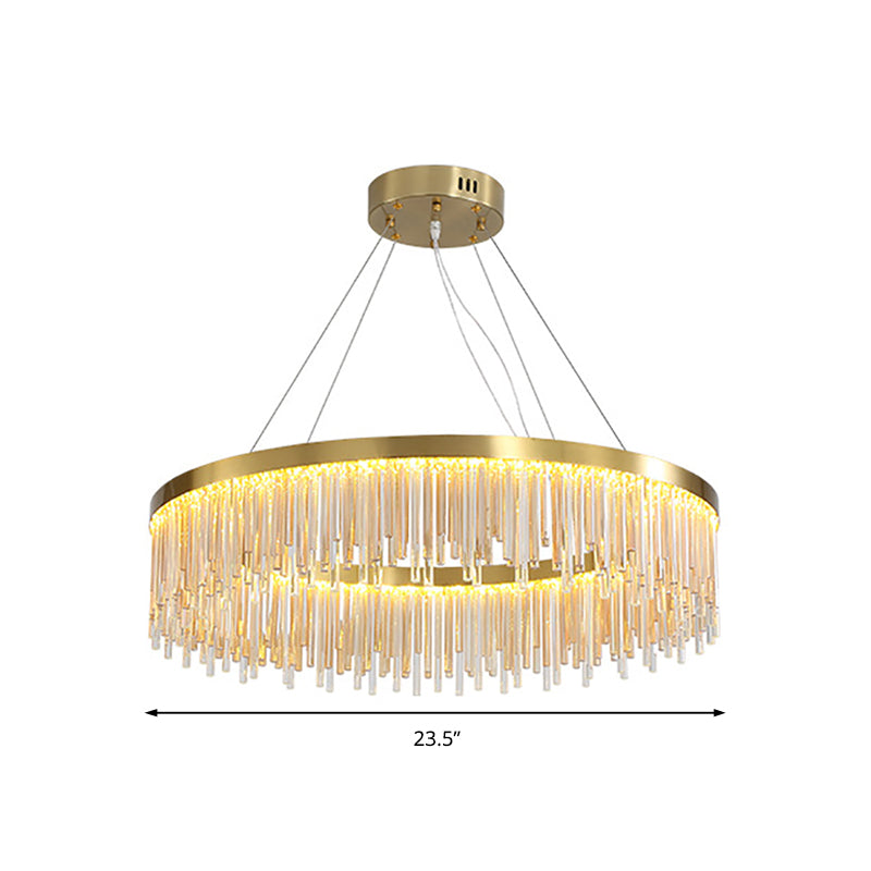 Finishale en or Metal Chandelier luminaire LED rond moderne lampe suspendue LED avec cristal pris