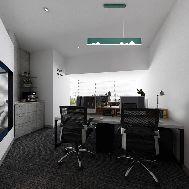 Chandelier linéaire rectangulaire blanc / noir / vert