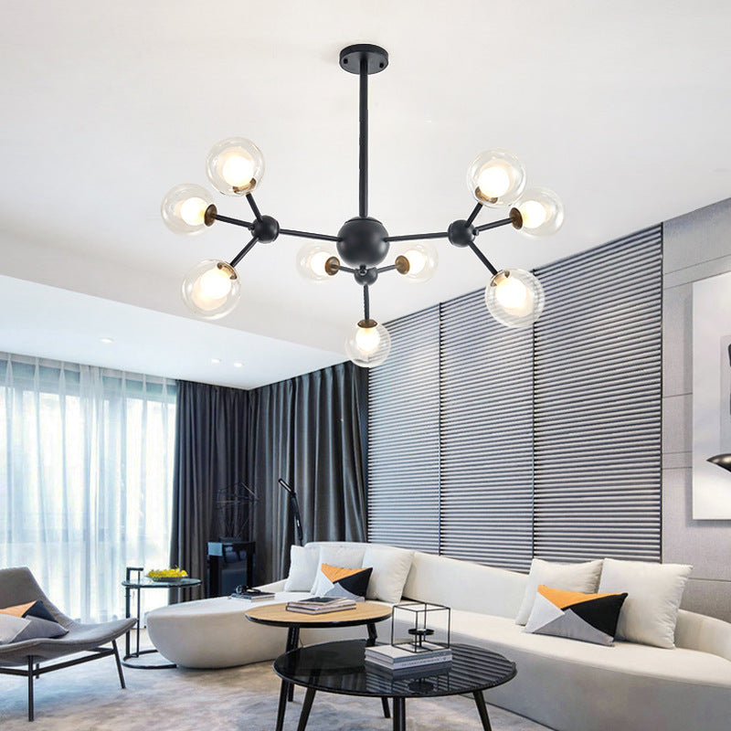Lampada lampadario a bolle in vetro trasparente con design Starburst moderno il 9/12/15 Luci appese lampada in nero in nero/oro
