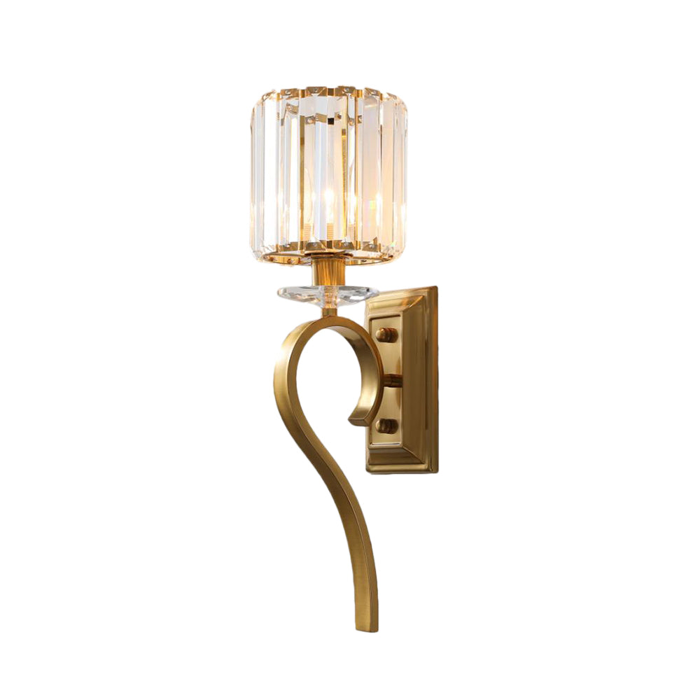 1 lumière du cylindre lumineux métal contemporain et clair de cristal clair lumière en or pour la chambre