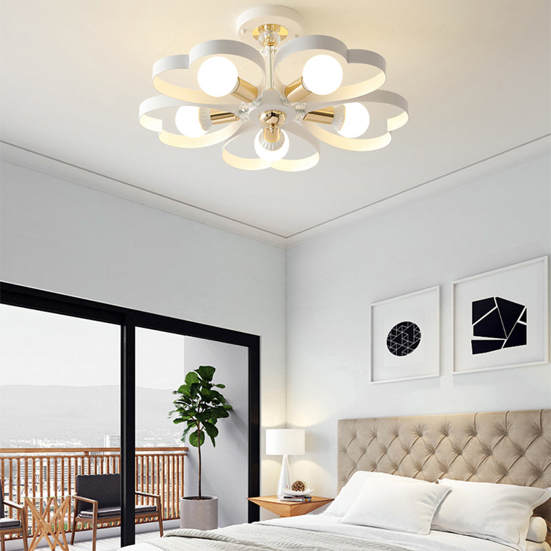 Soggiorno cuore/sfumatura sfumatura lampada soffitto metallo in metallo stile bianco finitura bianca 3/5 luci a soffitto monte illuminazione