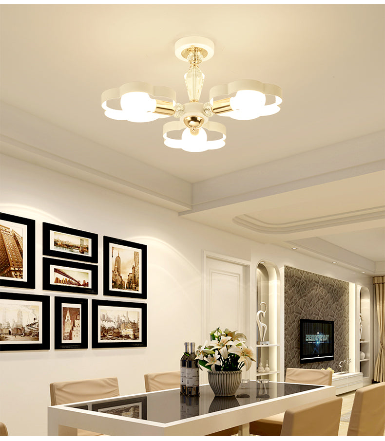 Soggiorno cuore/sfumatura sfumatura lampada soffitto metallo in metallo stile bianco finitura bianca 3/5 luci a soffitto monte illuminazione