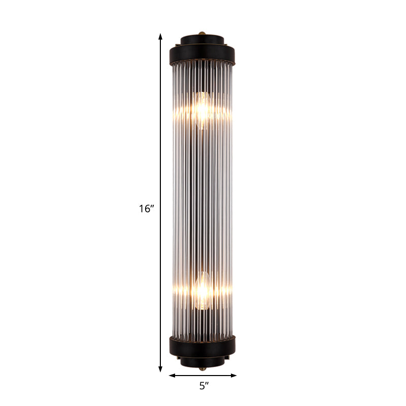 Pijp wand gemonteerd lamp moderne stijl helder kristal en metalen 2 lichten sconce armatuur in zwart voor bed naast bed
