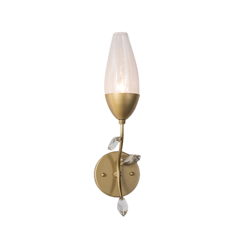 1/2-Bulb-Mini-Wandbeleuchtung moderne Metallic Leuchtenlicht mit Kristallblatt-Design im Gold Finish für Schlafzimmer