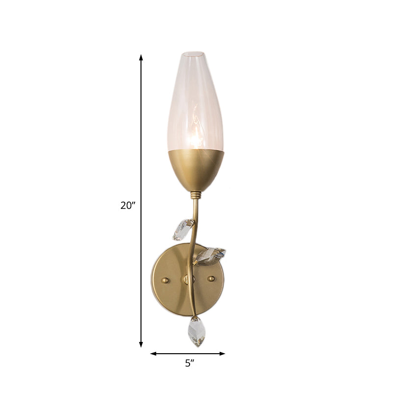 1/2-Bulb-Mini-Wandbeleuchtung moderne Metallic Leuchtenlicht mit Kristallblatt-Design im Gold Finish für Schlafzimmer