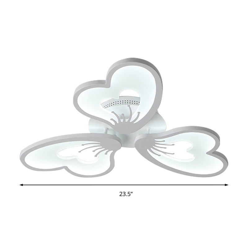 Flower Flush Mount Light Simple Style Acrylic White 3/5 Heads LED Bedroom Ceiling Mounted Light in Warm/White