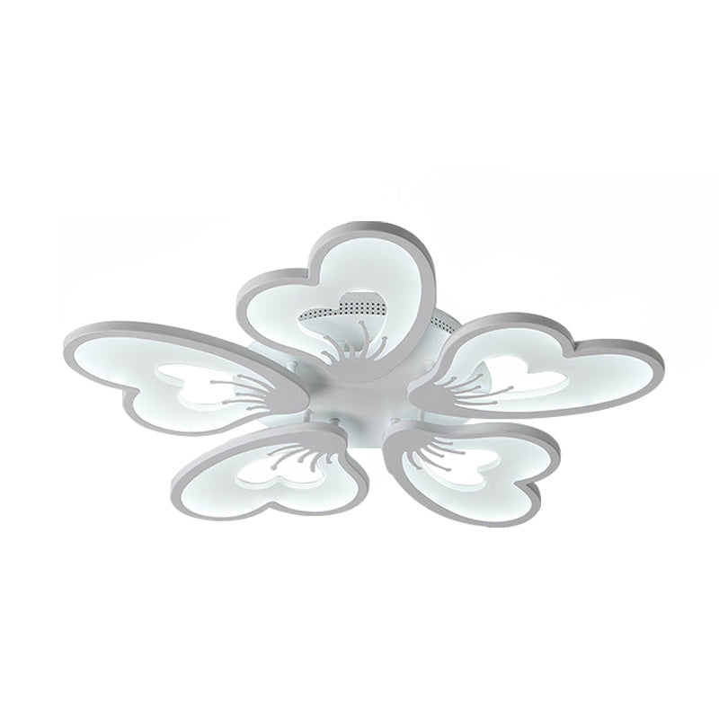 Flower Flush Mount Light Simple Style Acrylic White 3/5 Heads LED Bedroom Ceiling Mounted Light in Warm/White