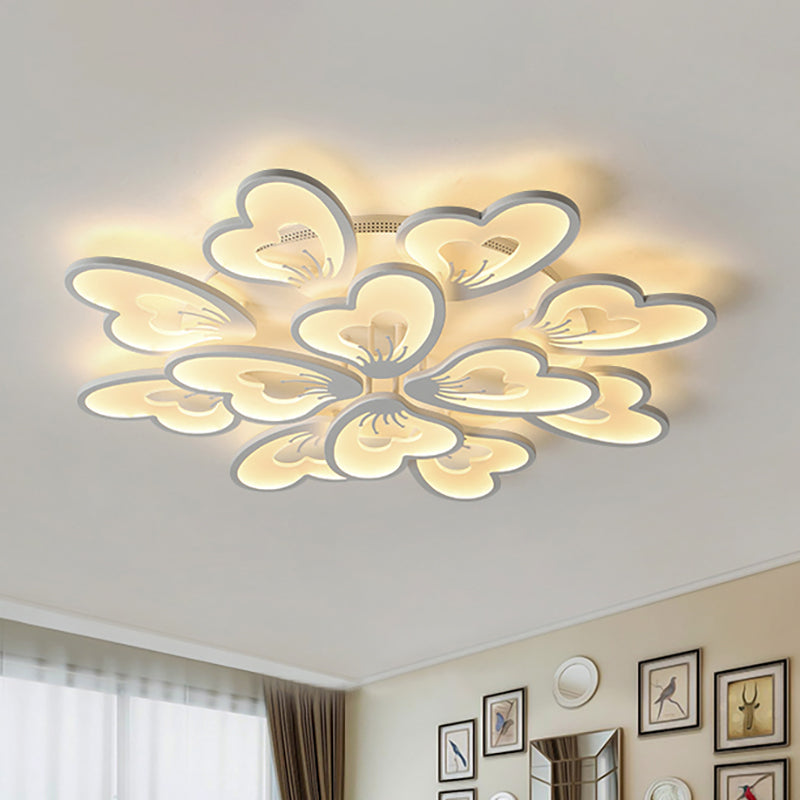 Creative Creative Petal Ceiling Flush Mount Acrylic White 9/12/15 Heads Integrated LED Living Room Flush Mount Light in Warm / White