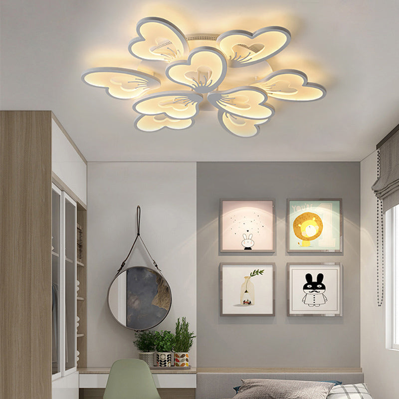 Creative Creative Petal Ceiling Flush Mount Acrylic White 9/12/15 Heads Integrated LED Living Room Flush Mount Light in Warm / White