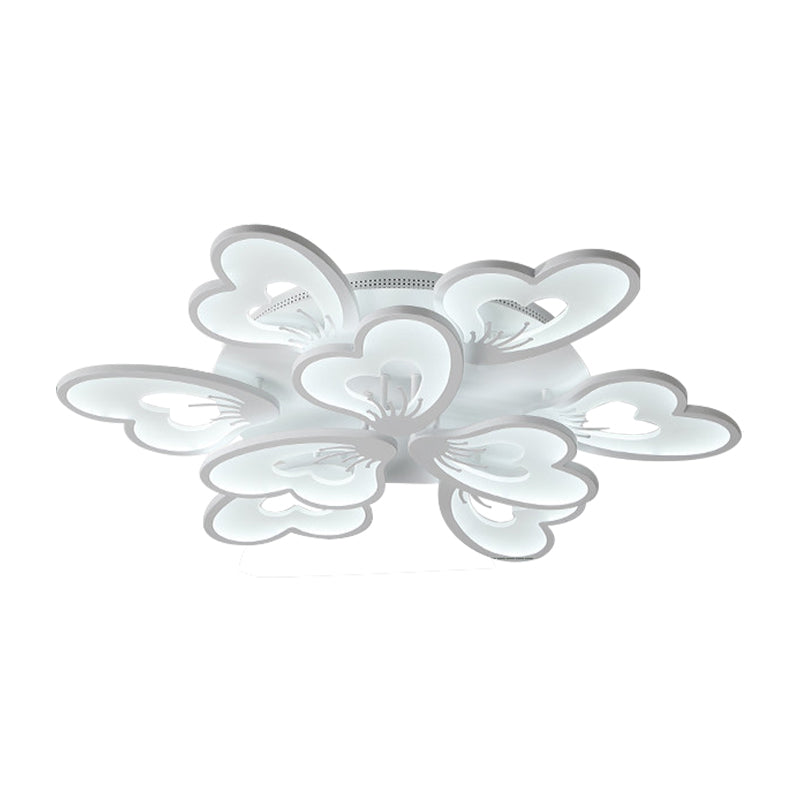 Creative Creative Petal Ceiling Flush Mount Acrylic White 9/12/15 Heads Integrated LED Living Room Flush Mount Light in Warm / White