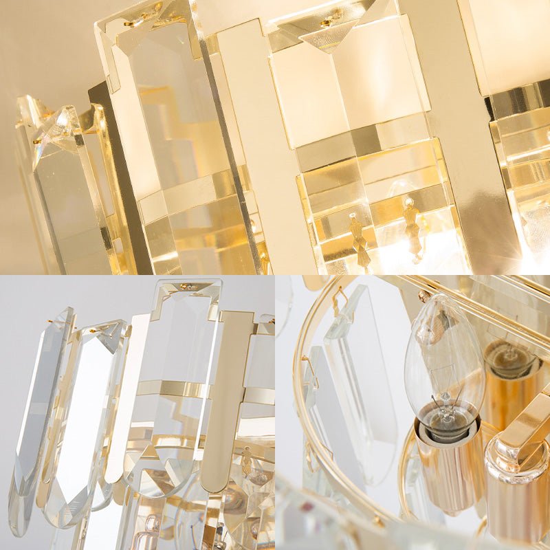 Clear Crystal Layered Wall Lamp Contemporary 3 Lights Wall Mounted Light in Gold for Bedroom