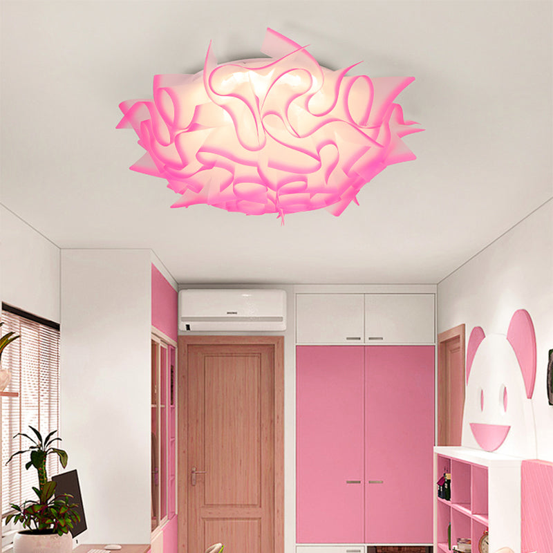 Modern Creative LED Flush Plafoniera con Twist Acrilico Shade Rosa/Arancione/Blu Kid Room Plafoniera in Terzo Ingranaggio