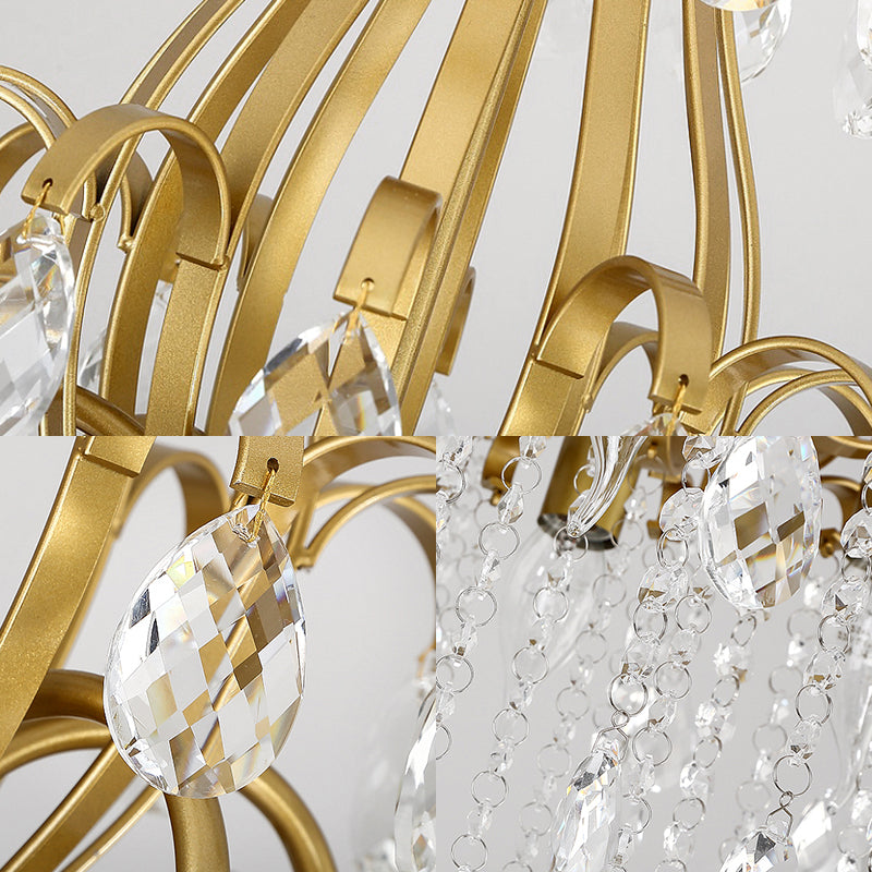 3/6 Heads Crystal Chandelier Lighting Modernist Style Ceiling Pendant Light in Black/Gold for Bedroom