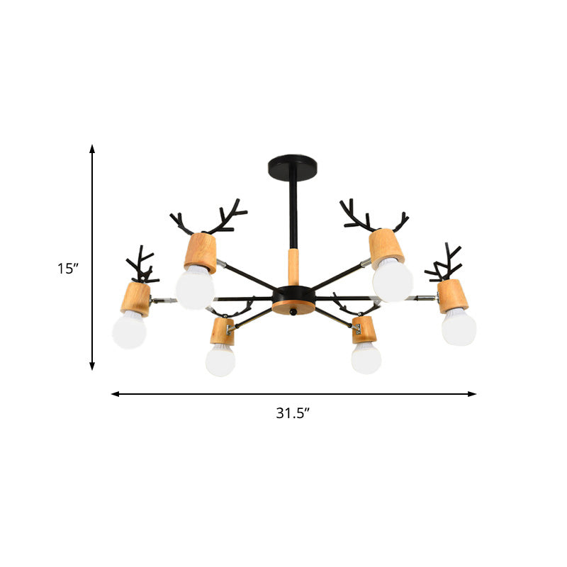 Sputnik Metal Chandelier Lighting Modern 3/6/8 Lights White/Black Ceiling Hang Fixture with Bare Bulb for Bedroom