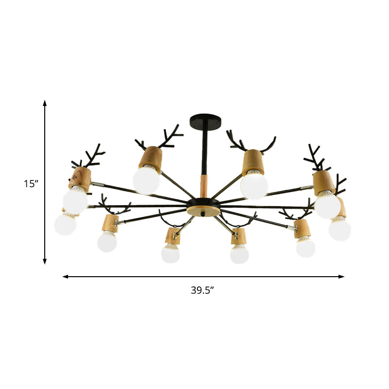 Sputnik Metal Chandelier Lighting Modern 3/6/8 Lights White/Black Ceiling Hang Fixture with Bare Bulb for Bedroom