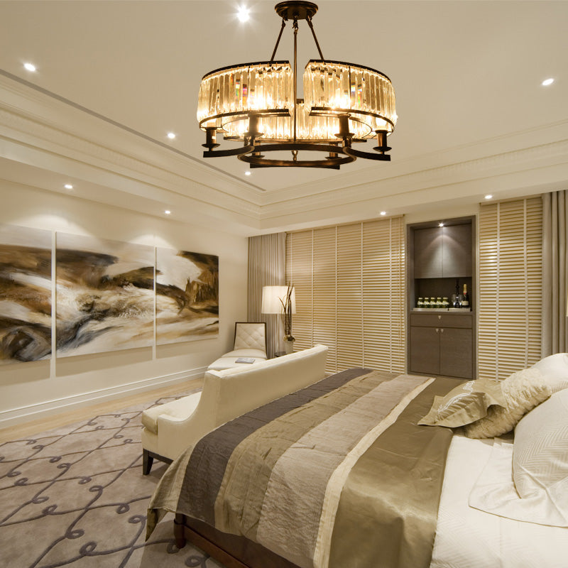 Chandelier en cristal en forme de tambour contemporain 6/8/10 LUMILES PRENDANT PROSIBLE NOIR / GOL