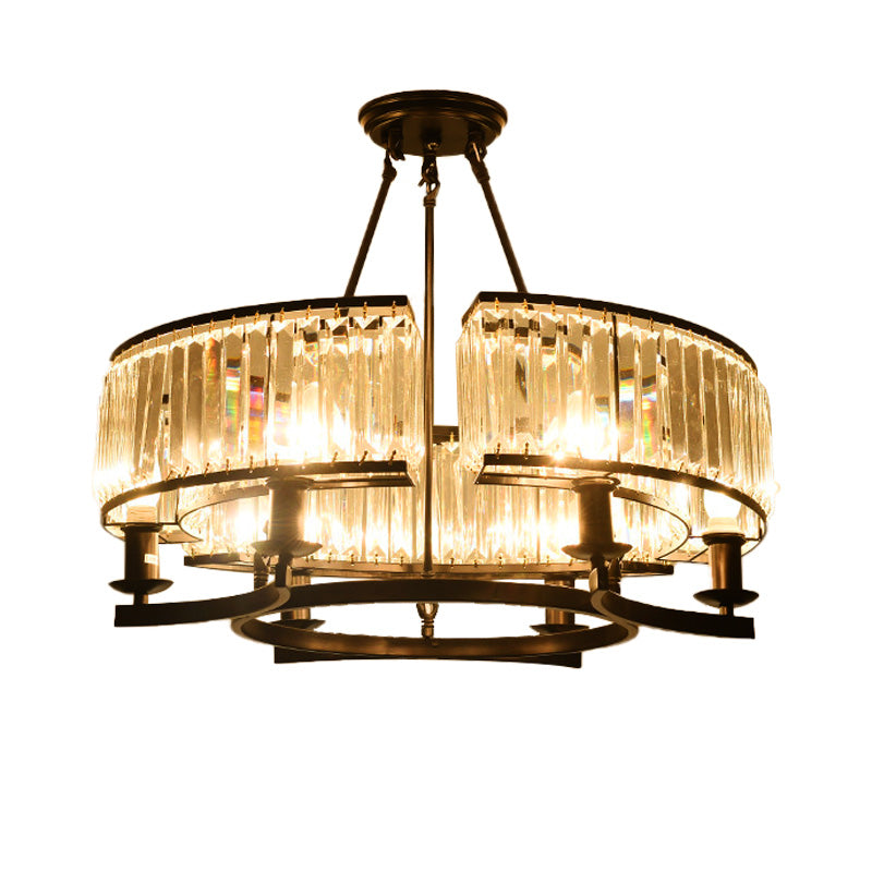 Chandelier en cristal en forme de tambour contemporain 6/8/10 LUMILES PRENDANT PROSIBLE NOIR / GOL