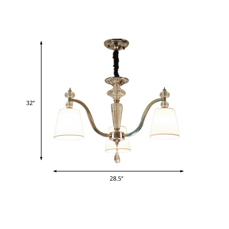 Chrome Curved Arm Chandelier Lighting Modern 3/6/8 Lights White Glass Hanging Lamp Fixture