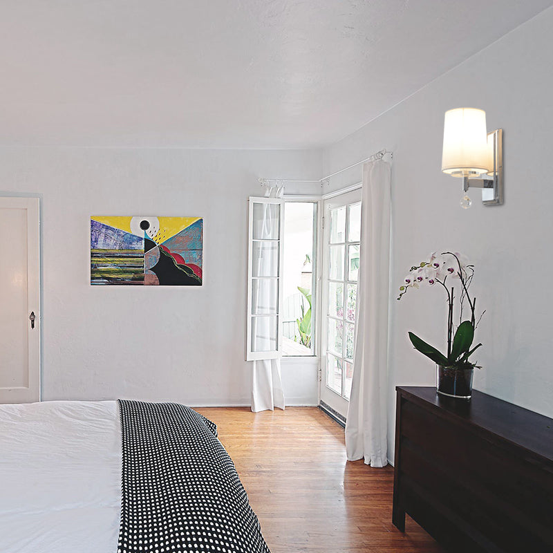 Fabric Cone Shade Wall Light with Crystal Ball Deco Modern Style 1 Head Wall Sconce Light in Chrome