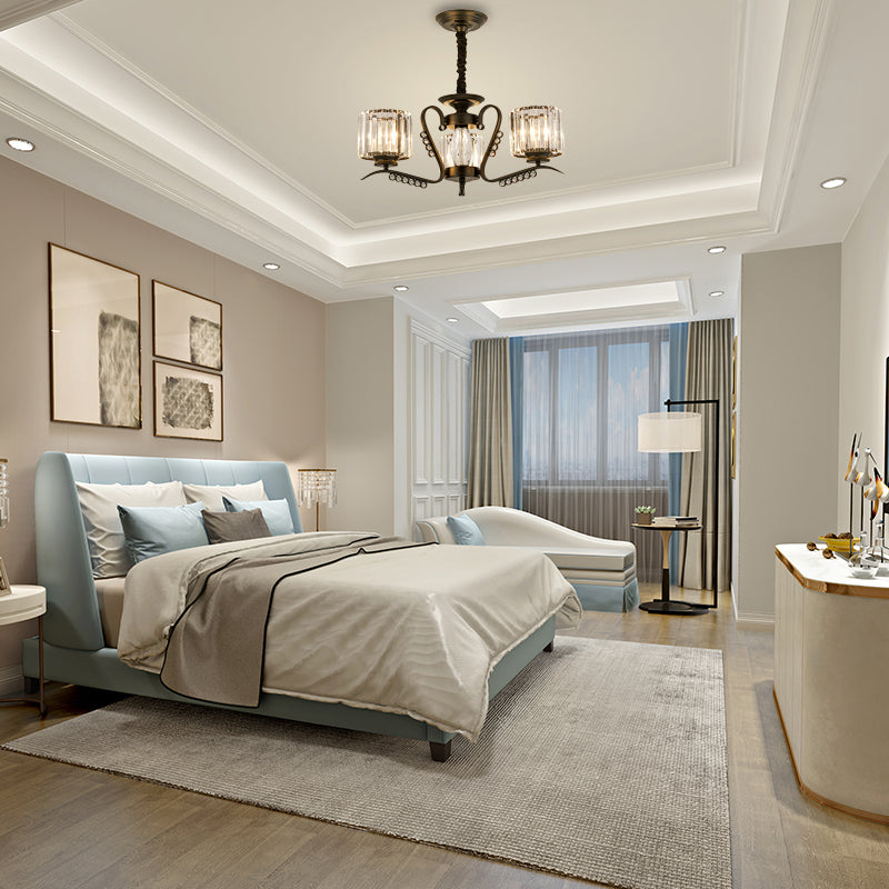 Lampada lampadario a tamburo di cristallo chiaro in stile vintage 3/5 teste di sospensione in nero per sala da pranzo