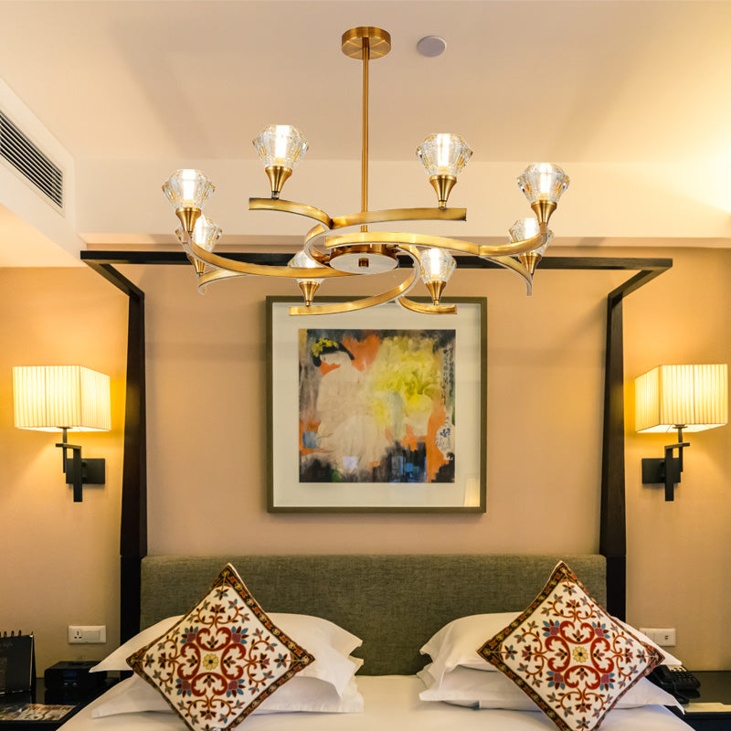 Diamond Crystal Chandelier Lumière avec conception Spoutnik Modern 6/8/10 LUMIÈRES CHROME / GOLD PLAFIC LAMP